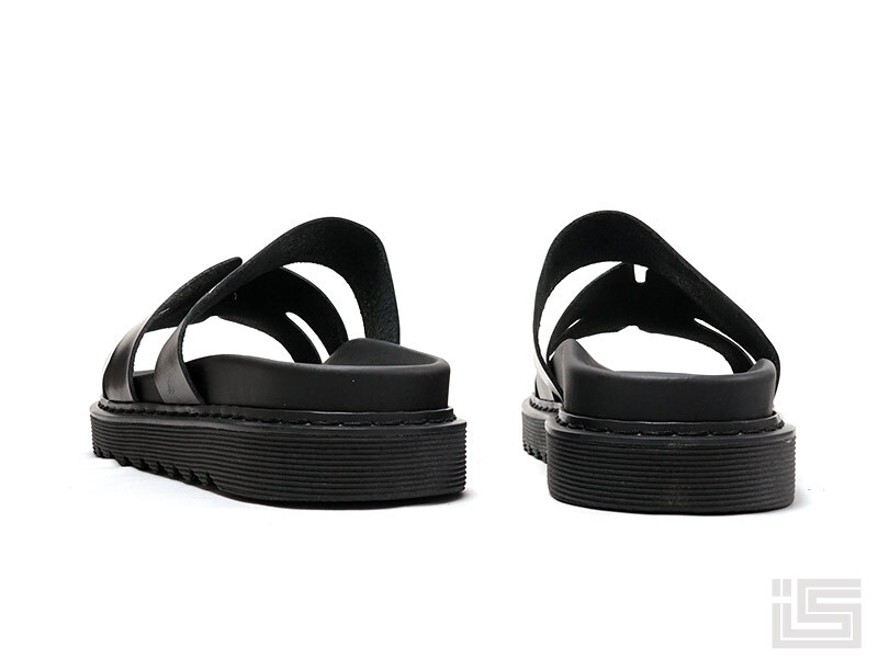 M ブラックレザーサンダル イタリア製 The Sandals Factoryサンダルファクトリー レザーサンダル BLACK