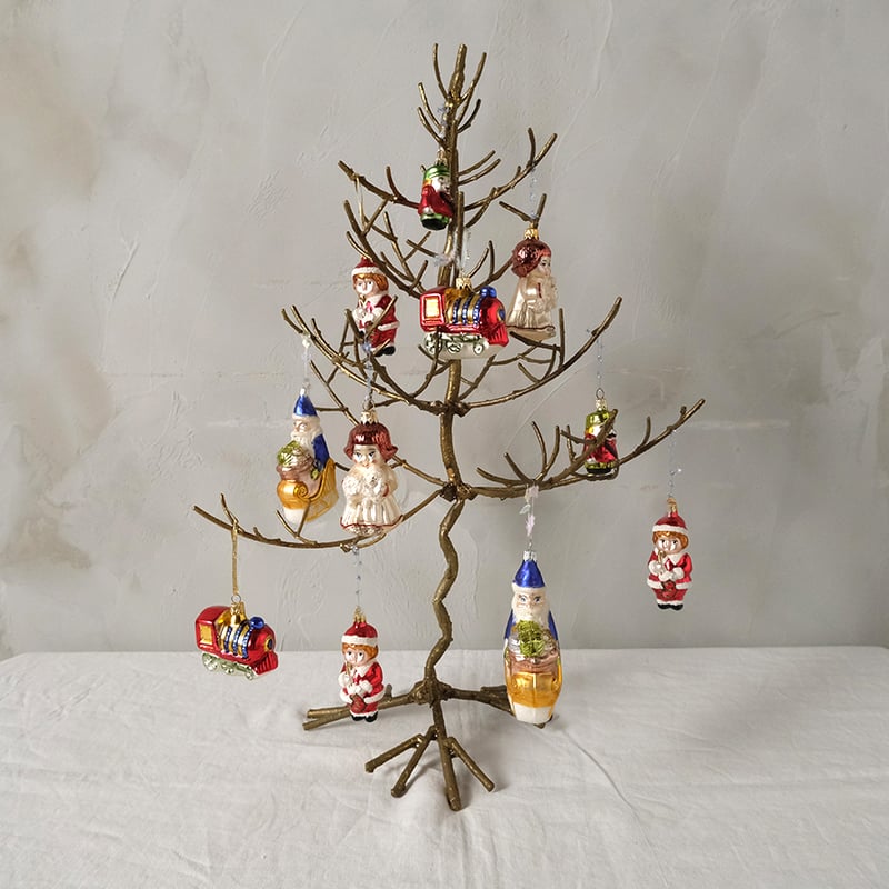 ヴィンテージ　チェコガラスオーナメント　金魚　水玉　クリスマスオーナメント　レア チェコクリスマスオーナメント 女の子とイヌ | walet