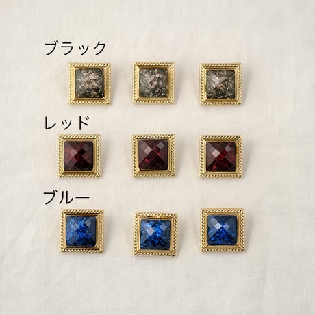 スクエアフレーム　天然石風キラキラボタン