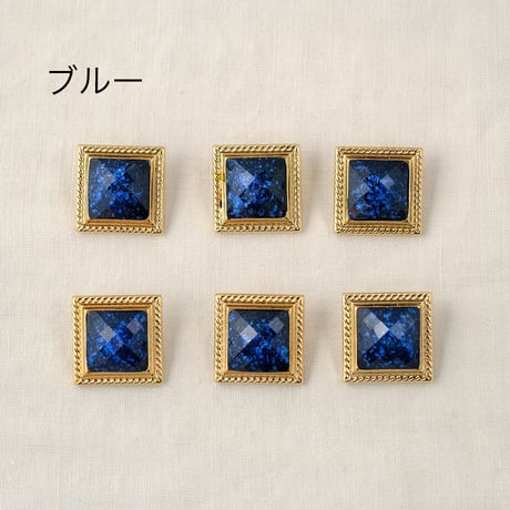 スクエアフレーム　天然石風キラキラボタン