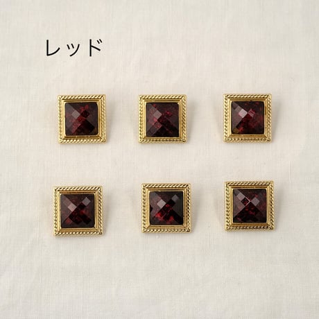スクエアフレーム　天然石風キラキラボタン
