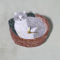 松尾ミユキ　ダイカットクロック　cat in the basket