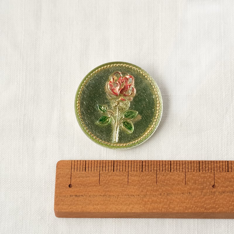 チェコガラスボタン 一輪のバラ＜丸型31mm＞ クリアカラー | walet