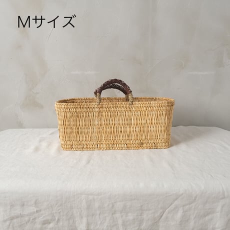 ストロードーム革手横長カゴ