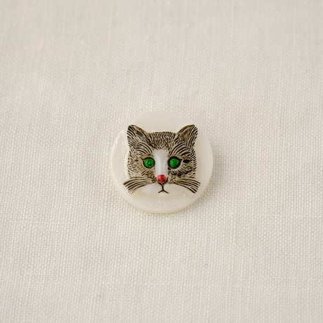 チェコガラスボタン　ねこ＜丸型18mm＞