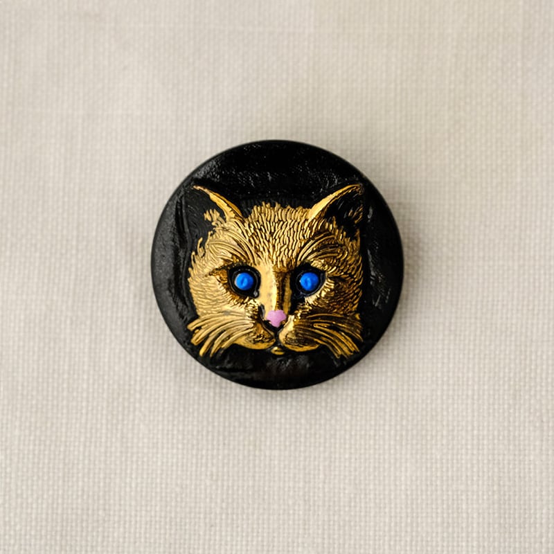 チェコガラスボタン ねこ＜丸型22mm＞ | walet
