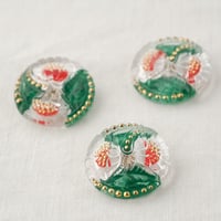 チェコガラスボタン　ふたつのお花＜丸型27mm＞