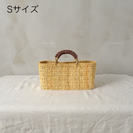 ストロードーム革手横長カゴ