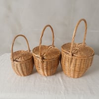 蓋付きウィッカーバスケット