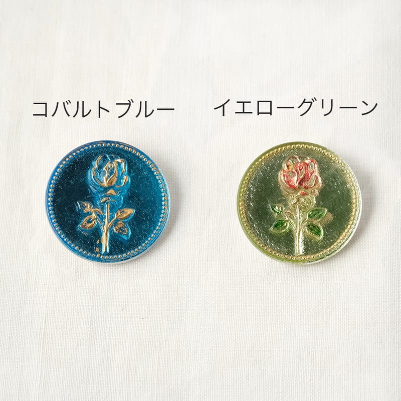 チェコガラスボタン 一輪のバラ＜丸型31mm＞ クリアカラー | walet