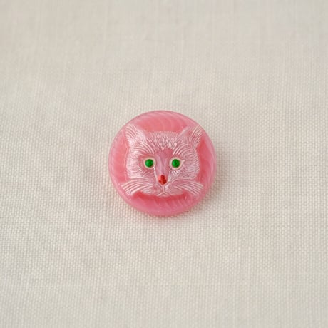 チェコガラスボタン　ねこ＜丸型18mm＞