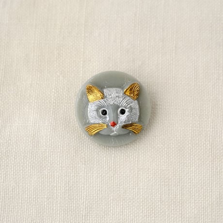 チェコガラスボタン　ねこ＜丸型18mm＞
