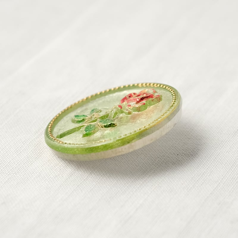 チェコガラスボタン 一輪のバラ＜丸型31mm＞ クリアカラー | walet