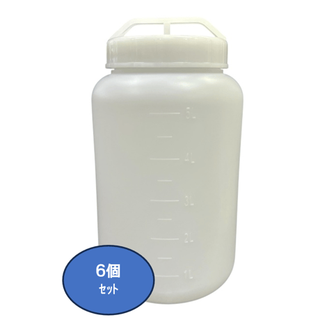 【5Ｌ丸ボトル （白）】 【目盛付き】【6個セット】