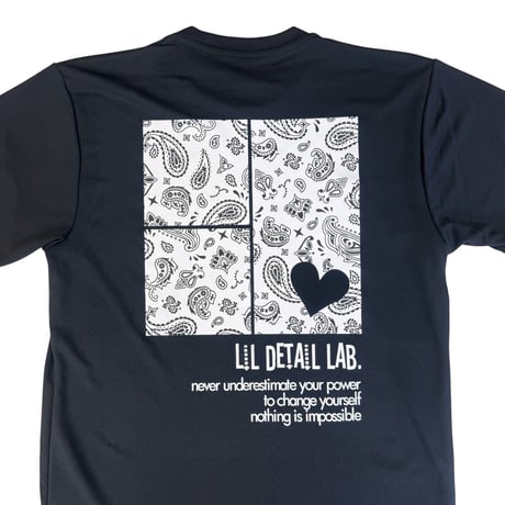 Lil Detail lab.【 2025 ドライメッシュ Tシャツ 】  ホワイトシャツ×ブラックプリント