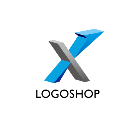 立体タイプX｜アルファベット・X・立体・矢印・上昇・向上・IT・インターネット・ネットサービス・テクノロジー・AI・情報・産業・設備・工業・コンサルタント・士業