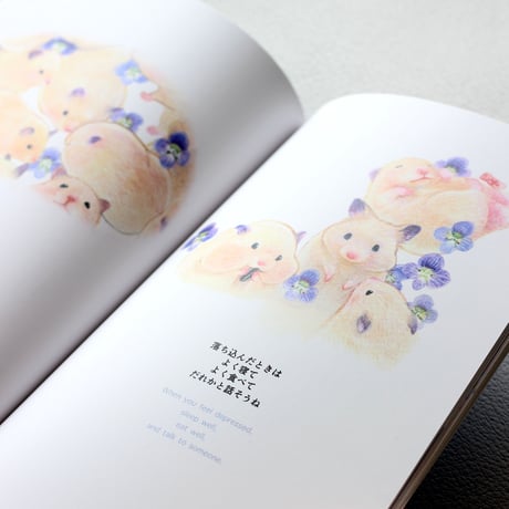 アートブック＆ポストカード《どんなきみも》【日本語+英語】｜30匹のキンクマハムスターのおもちと30輪のオオイヌノフグリの花