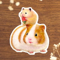 春のクリアステッカー《食いしんぼうハムスター & おっとりモルモット》