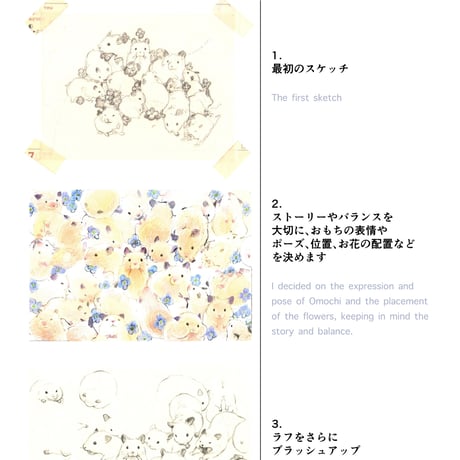 アートブック＆ポストカードセット《どんなきみも》【日本語+英語】｜30匹のキンクマハムスターのおもちと30輪のオオイヌノフグリの花