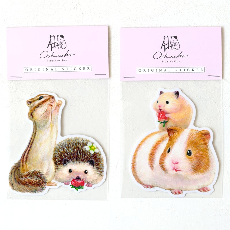 クリアステッカー《食いしんぼうハムスター & おっとりモルモット