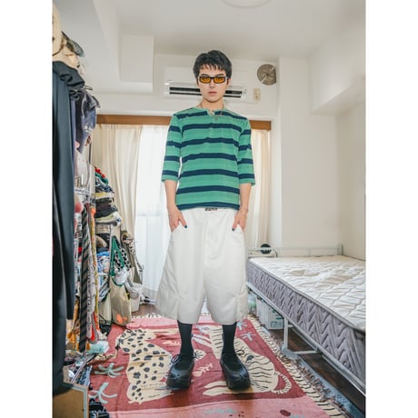 respect JINRUI nylon cargo pants(half) WHITE