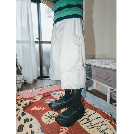 respect JINRUI nylon cargo pants(half) WHITE
