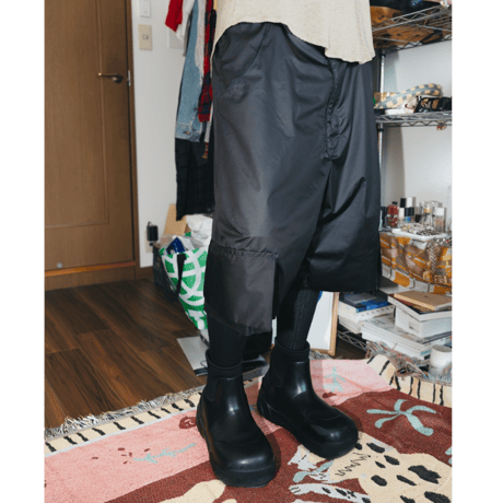 respect JINRUI nylon cargo pants(half) BLACK