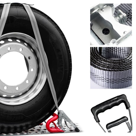 50mm×3.2M　Xパッドトラックストラップ　1輪分　固縛用品　大型車両用　タイヤ　ラッシングベルト