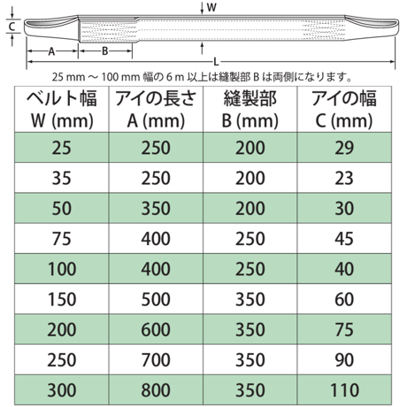 スリングベルト 幅25mm　両端アイ形　JIS4等級 MARTEC (マーテック)
