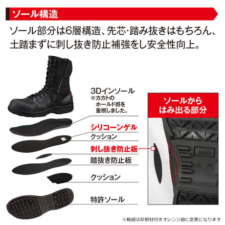 【予約商品】 MOZE　RJ-1　JSAA規格A種認定品　セーフティワークシューズ　レスキューシューズ　安全靴　作業靴　ワークブーツ　モーゼ　反射素材