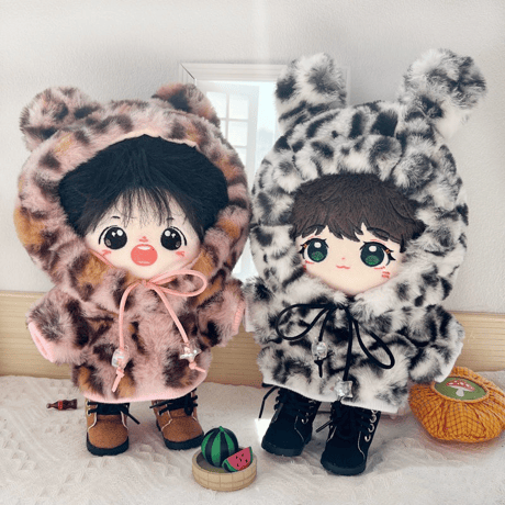 【ぬい服】ぬいぐるみ用ヒョウ柄パーカー/15~20cm用