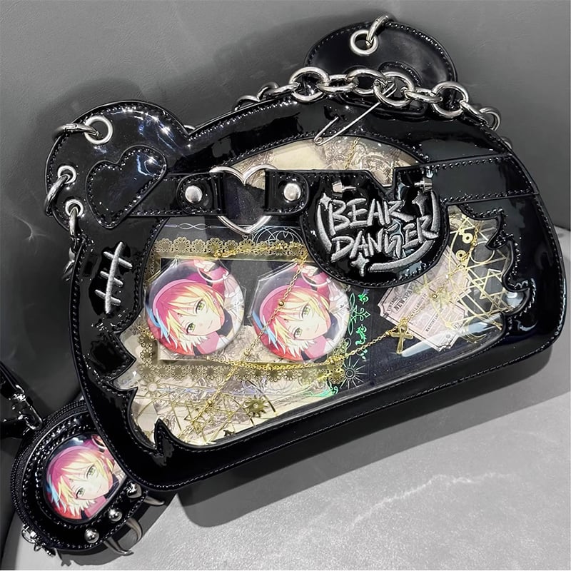 Morning Glory】缶バッジケース付き地雷系くま痛バッグ【推し活 Morning Glory】缶バッジケース付き地雷系くま痛バッグ【推し活