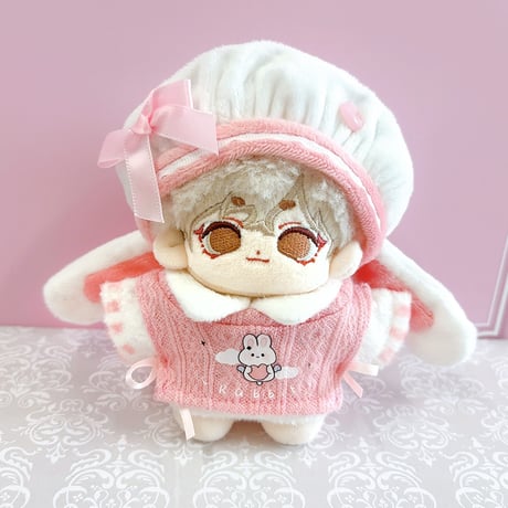 【ぬい服】耳付きベレー帽&シャツ&ベストセット  10cm用