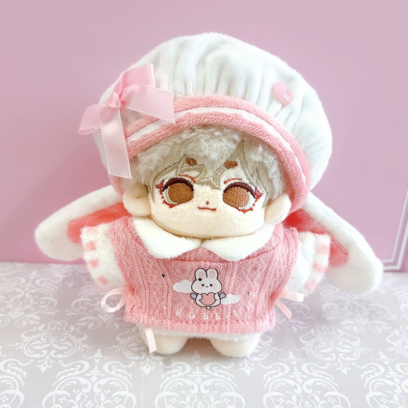 リボンベレー帽双子コーデセット　オーダーページ　関西ちびぬい　はぴぬい　ぬい服 10cmぬい服 フラワーレースケープ＆ベレー帽セット（新