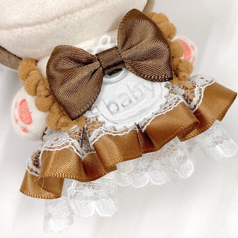 ぬい服】ふわふわ耳付きヘッドドレス&フリルドレスセット 10cm