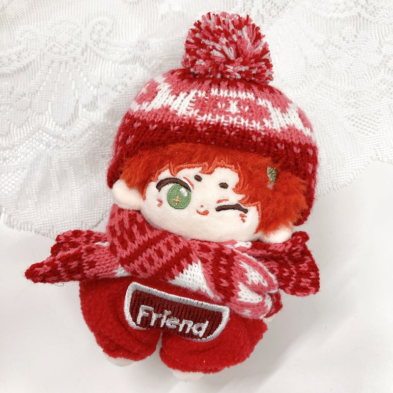 ぬい服】ノルディック柄ニット帽&マフラーセット 10cmぬいぐるみ用 | G