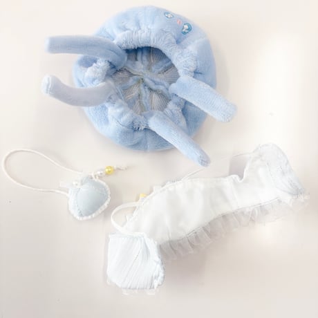 ぬい服　クラゲ型帽子・ワンピース・貝殻飾り3点セット　10cm用【推し活グッズ】