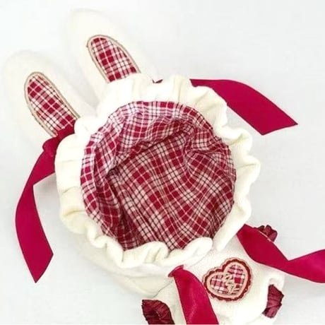 【ぬい服】タータンチェックうさ耳着ぐるみ【10cm用】【推し活グッズ】