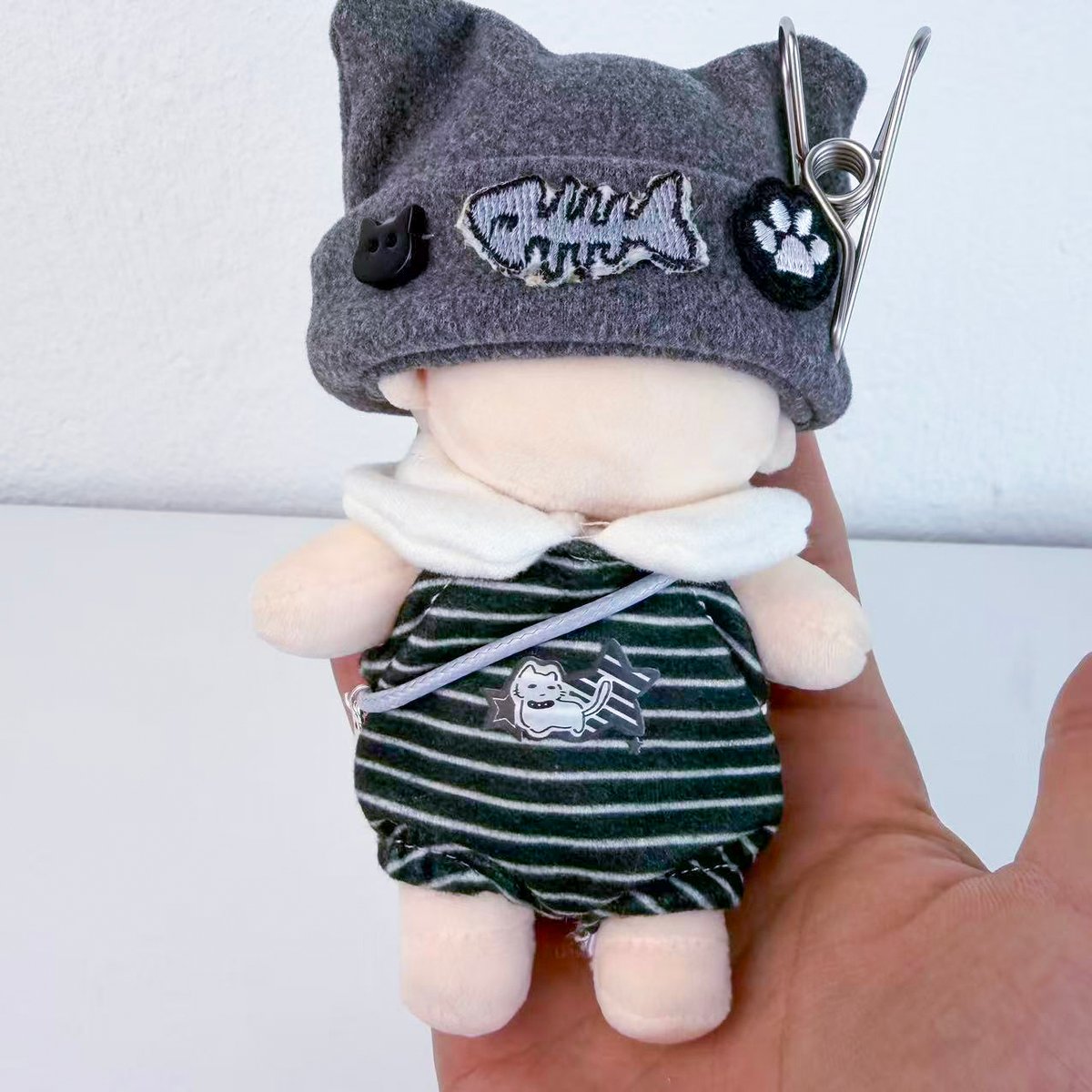 10cm ぬい服【豪華3点セット】にゃんこパンク・ストリートコーデ（帽子