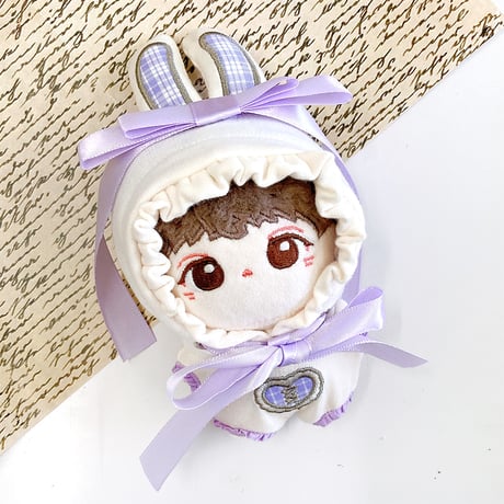 【ぬい服】タータンチェックうさ耳着ぐるみ【10cm用】【推し活グッズ】