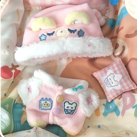 【ぬい服】ぬいぐるみ用もこもこくま耳パジャマ(10cm用)【推し活グッズ】