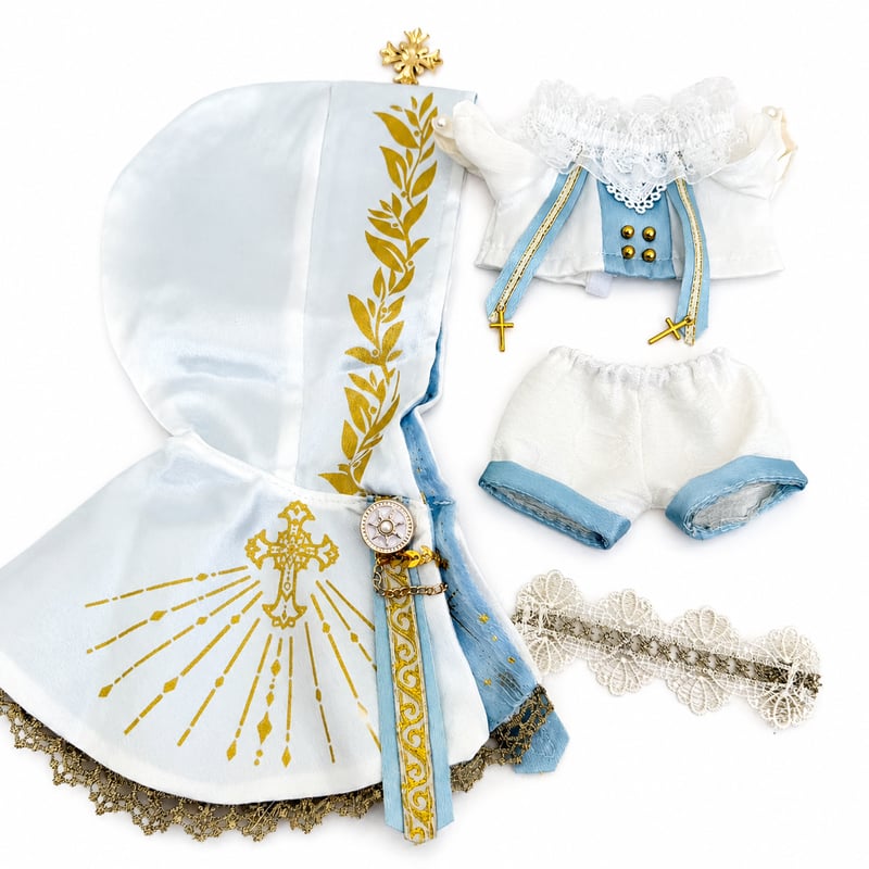 20cmぬい服】【神聖ファンタジー】先知聖諭・神官風 3点セット｜ 金の