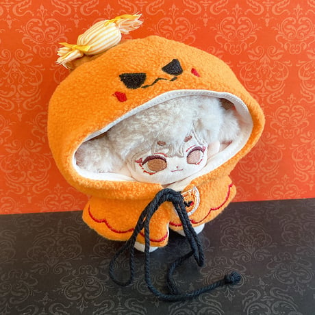 【ぬい服】ハロウィンポンチョ/カボチャ　10cm用