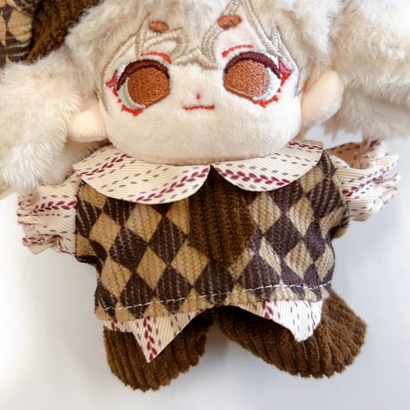 【ぬい服】アーガイル柄ぬい服【帽子&ネクタイ&シャツ&パンツセット】10cm用【推し活グッズ】