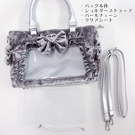 【Best Wish】パールリボンベロア痛バッグ【推し活グッズ】