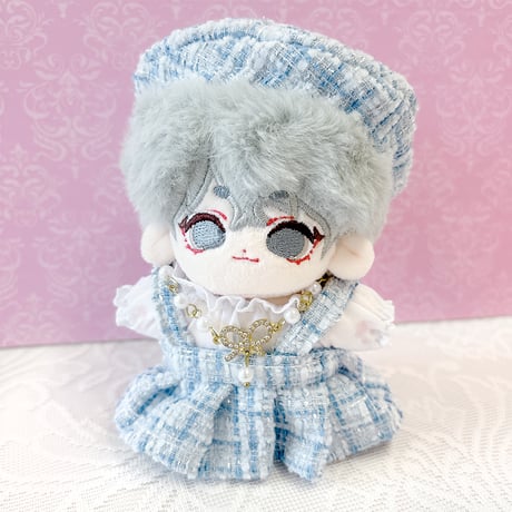 【ぬい服】 ツイードぬい服【10~15cm用】 ワンピース・シャツ・ベレー帽・ネックレス 4点セット【推し活グッズ】