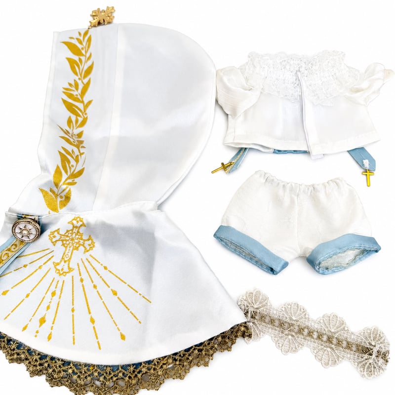 20cmぬい服】【神聖ファンタジー】先知聖諭・神官風 3点セット｜ 金の