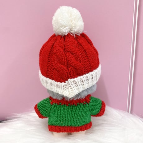 【ぬい服】クリスマスセーター&ニット帽セット　10cm用