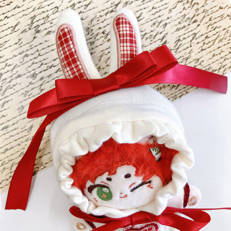 【ぬい服】タータンチェックうさ耳着ぐるみ【10cm用】【推し活グッズ】