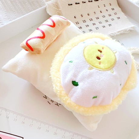 【ぬい服】ぬいぐるみ用ふわふわお布団 【ハンバーガー・目玉焼き】10〜15cm 用【推し活グッズ】